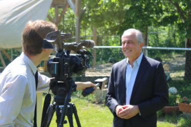 Mehran in interviewed by WCAX at the Let's Grow Kids press event